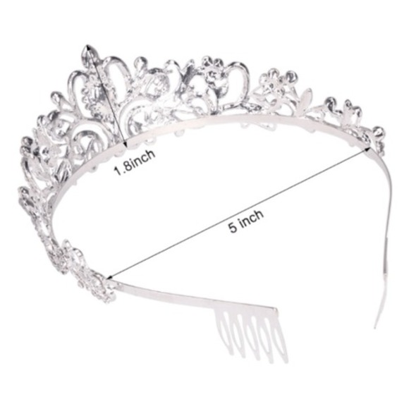 Bridal‎ Silver Crystal Bridal Tiara Crown Headband Princess Elegant Crown Combs - Picture 3 of 5